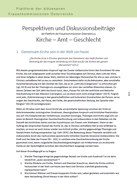 Kirche – Amt – Geschlecht / © Plattform der diözesanen Frauenkommissionen Österreichs Kirche – Amt – Geschlecht